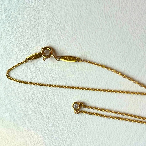 Tiffany & Co. 18k Yellow Gold 16” Chain Necklace .05 CTW Bezel-Set Diamond NWOB - Picture 5 of 15
